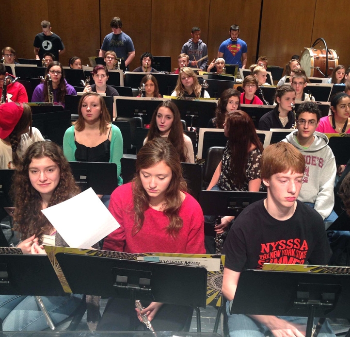 Music students with music stands