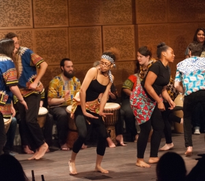 Concert featuring Diaspora Drum and Dance, West African Drumming Ensemble and Spirit Gospel Choir in the Ciminelli Recital Hall at SUNY Buffalo State.